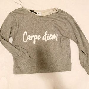 Carpe Diem Grey Off the Shoulder Sweatshirt